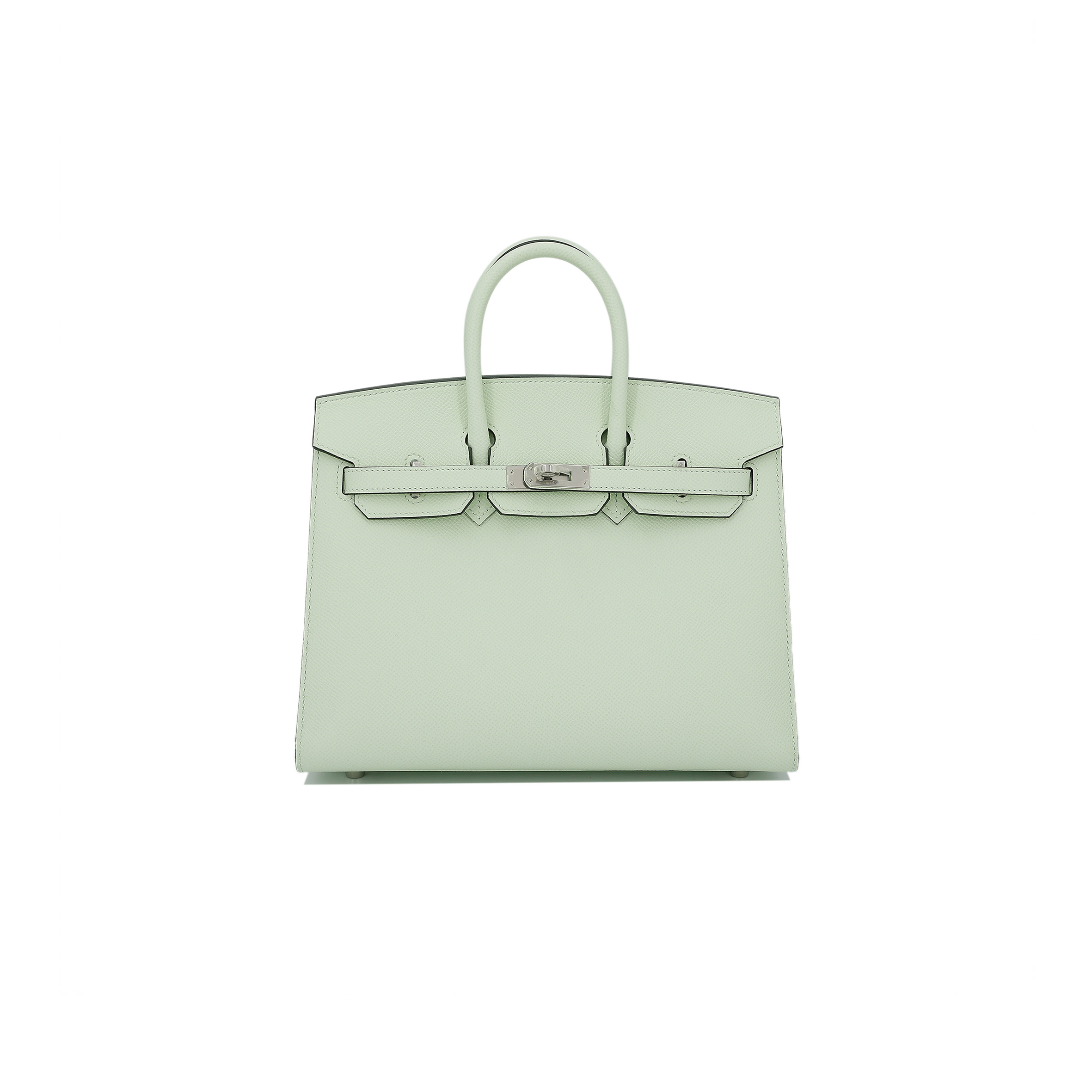 HERMES BIRKIN 25 EPSOM LEATHER BUBBLE GREEN SILVER BUCKLE HANDBAG 2933218830672 (25*20*13cm)